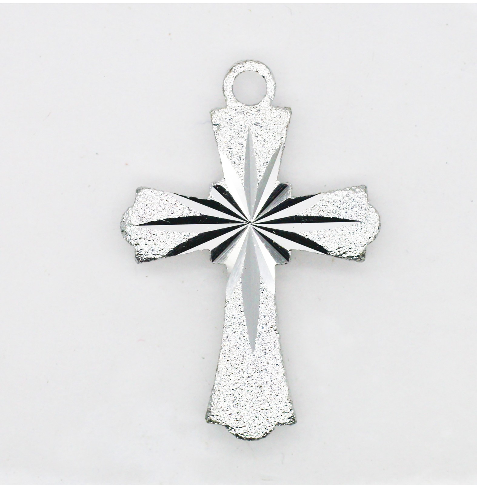 Fleurie Cross Diamond Cut Sparkling Silver Lightweight Pendant Charm 1 inch Pk/2