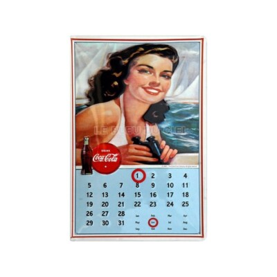 Calendrier métal publicitaire 20x30cm bombé en relief : Renault 4 CV