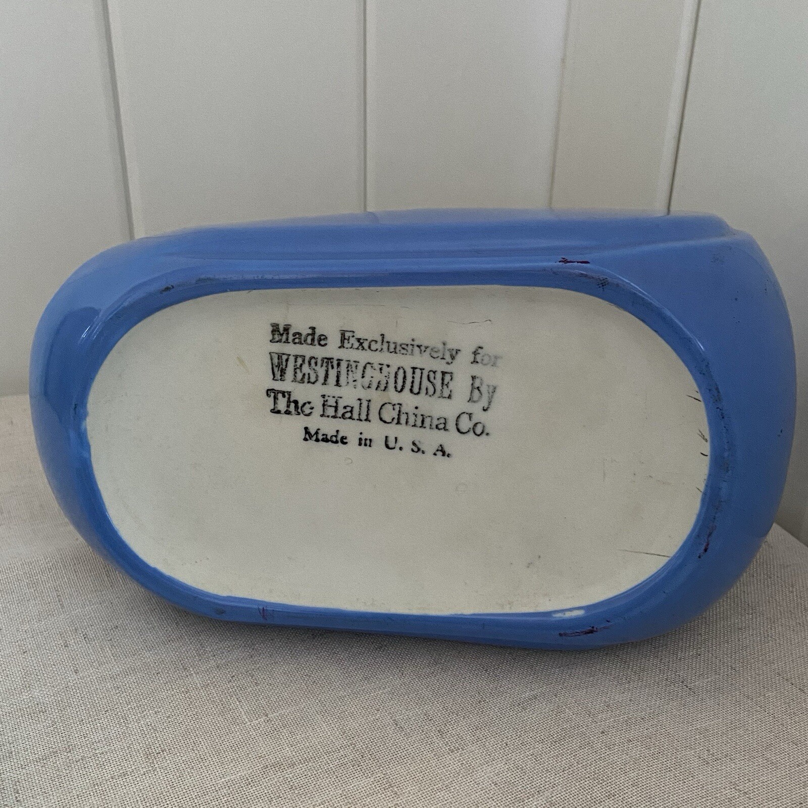 vintage Hall China Co USA Pitcher Westinghouse Streamline water jug blue 40s MCM