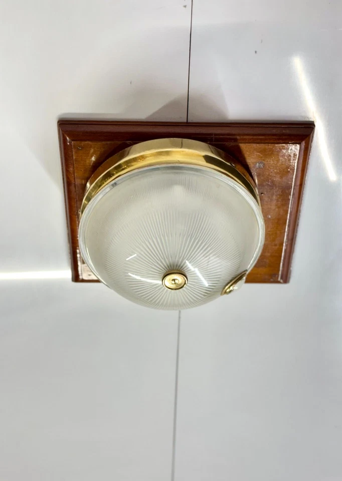 Classic Vintage Design Ocean Liner Brass Deck Ceiling Wall Mount Light Fixture - Image 4 of 4