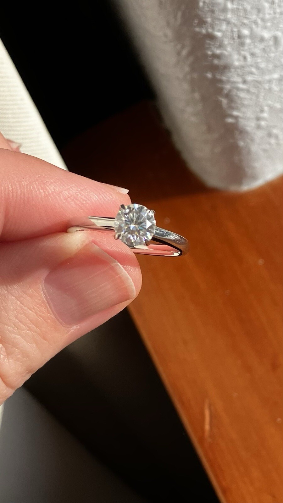 Solid 14k Gold, Solitaire Engagement Ring (Moissa… - image 12