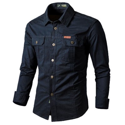 Camicia Tattica Uomo Maniche Lunghe, Stile Militare, Cotone, Abbottonata, Casual