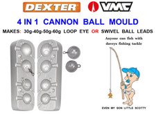 DEXTER 4 IN 1 GIREVOLE CANNONE PALLA STAMPO BARCA PESCA MARE ATTREZZATURA CARPA PIOMBO PESI