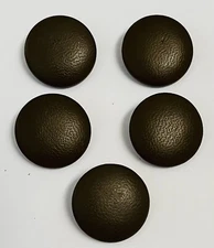 5 Vintage Brown Leather Cover Buttons  Metal Shank Back  Handy 45   1.2”