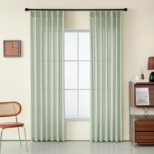 Pinch Pleated Linen Curtains 90 Inches Long 40"W x 90"L Pack of 2 Sage Green