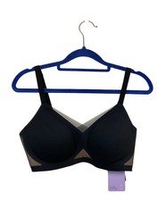 Honeylove CrossOver Wireless Stretch Mesh Bra Black S 34 NWT
