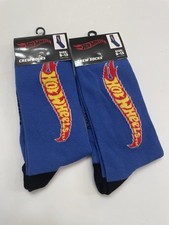 Hot Wheels Novelty Crew Socks Size 9-13 Two Pair - New