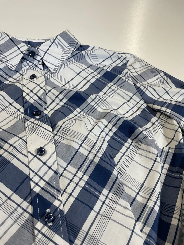 Vintage New York & Co Plaid Button Up Sz S Stretch Officecore Mom Y2K - Image 3 of 4