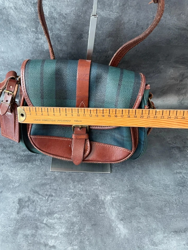 Sac en bandoulière en cuir Ralph lauren motifs tartan vintage Y2K - Photo 3/4