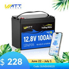 12V 100Ah 1280Wh Trolling Motors LiFePO4 Lithium Battery Solar RV Bluetooth BMS