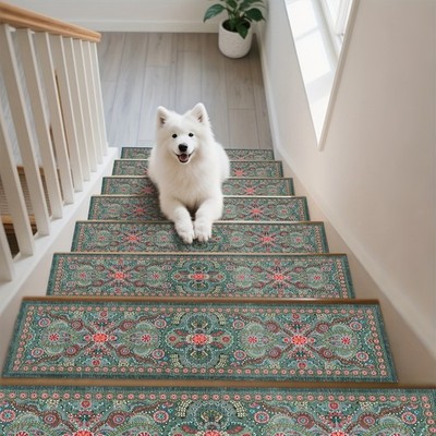 Vintage-patterned Printed Stair Mats, Non-slip Stair Carpets, Stair Protection