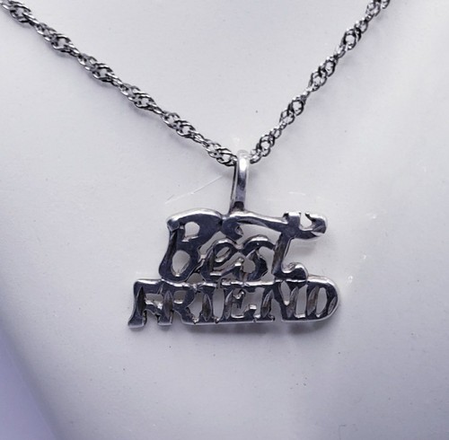 Best FRIEND' Sterling Silver Charm Pendant.