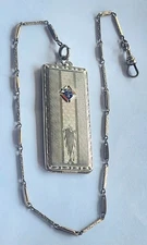 Vintage Knights Of Columbus Stamp Case Locket Silver Plate With White Gold...