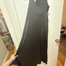 Tahari Maxi Dress Black Satin Size Large