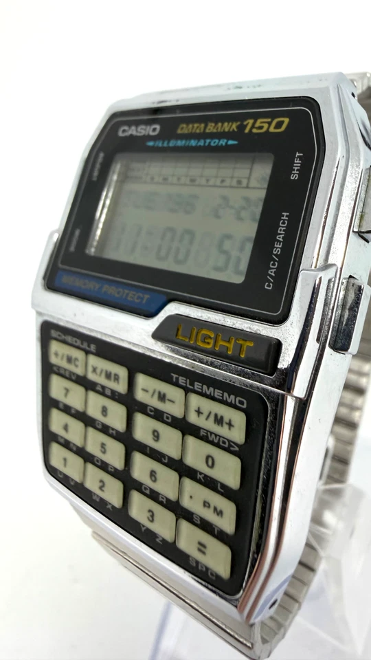 Casio DBC-1500 Banco de Datos Calculadora Digital Reloj Vintage Acero Inoxidable - Imagen 2 de 4
