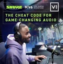 Shure MV6 Gaming Microphone Dynamic USB PC Mic Gaming  Streaming Monitoring