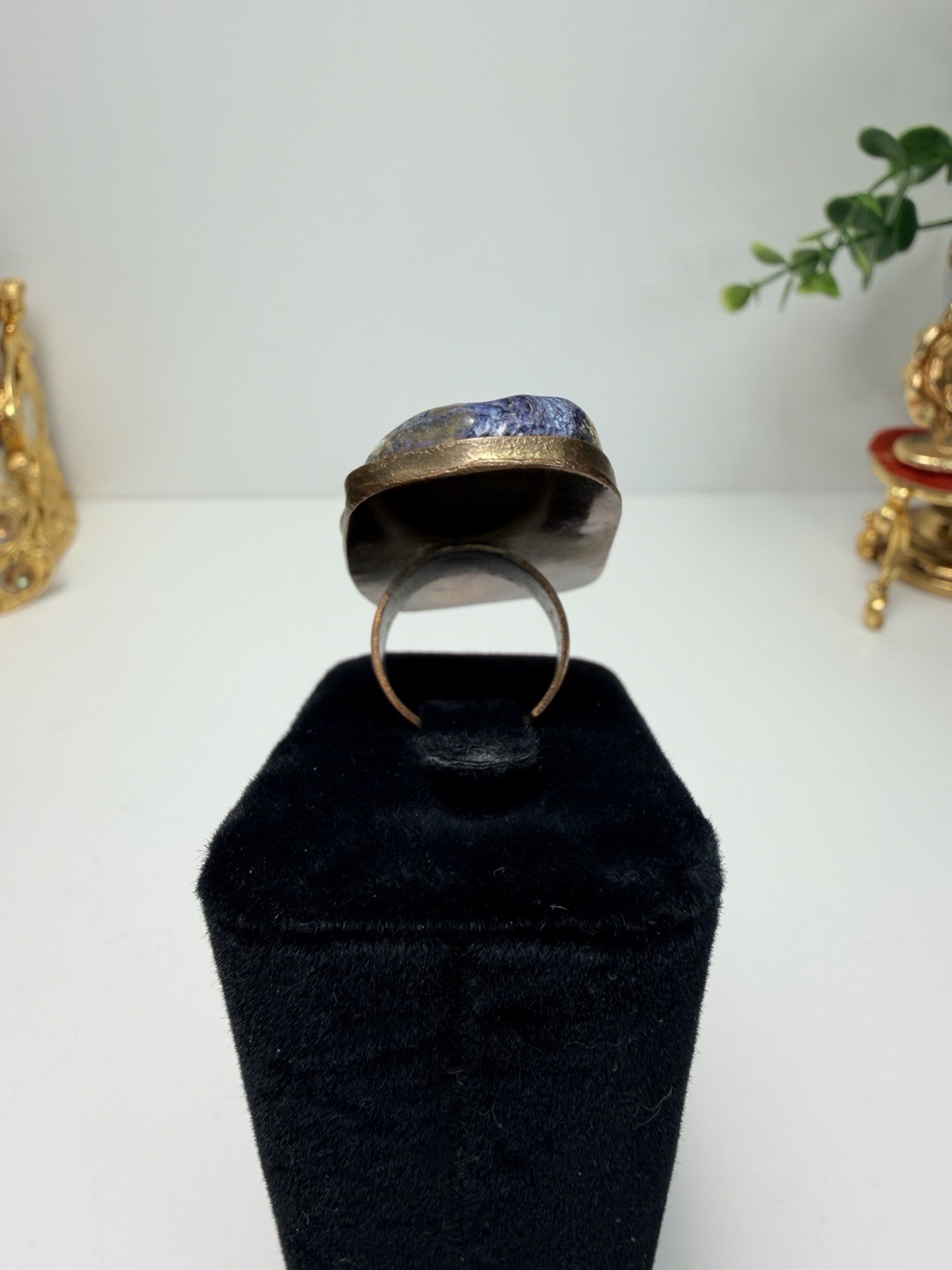 Vintage Bold Statement Agate Ring Large Artisan B… - image 6