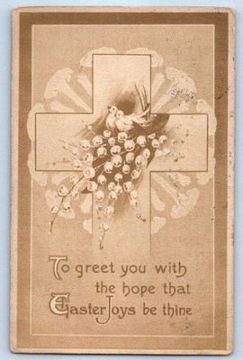 c1910's Easter Holy Cross And Birds Flowers Little Hocking Ohio OH Postcard