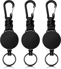 Retractable Keychain 3 Pack Heavy Duty Carabiner Badge Holder Extendable Reel ID