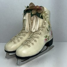 Vintage Ice Skates Upcycled Hand Painted Holiday Tinsel Daoust Canadian