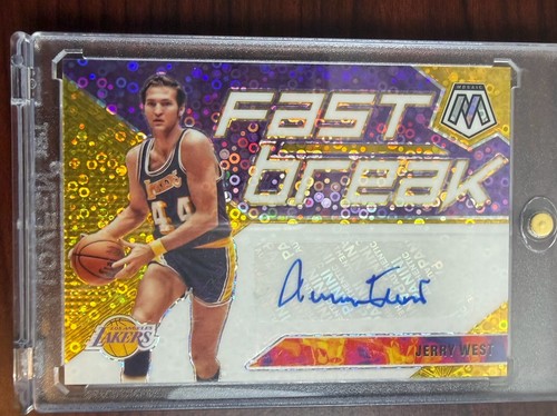 Jerry West [Gold] #FB-JWS 2019 Panini Mosaic Autographs Fast Break card