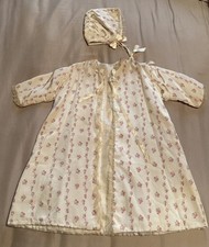 Vintage Baby Child Pink Quilted Handmade Housecoat w/ Cap Hat Silky Satin Lace