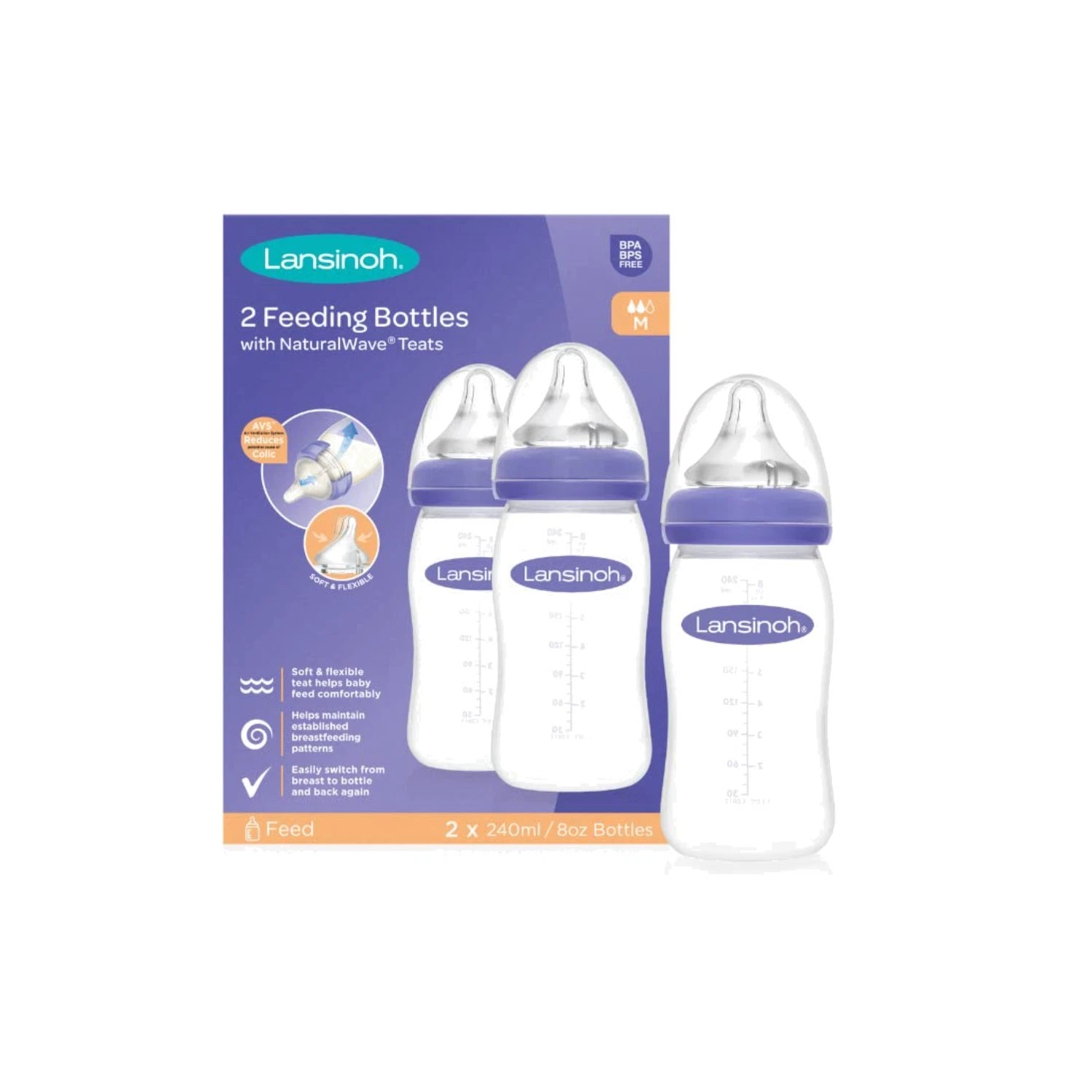 Momma NaturalWave Teat Feeding Bottles 240ml - Pack of 2