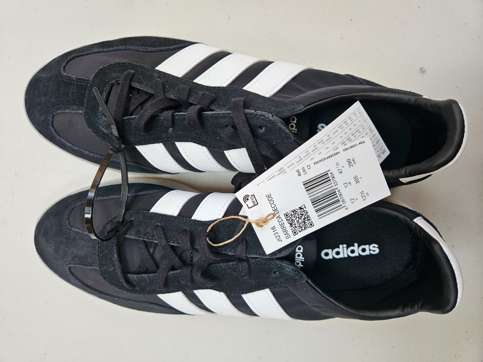 Adidas Barreda Decode Shoes JI2316 Black White UK 12 EU 47⅓ image 8