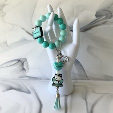 Hello Kitty Aqua Silicone Wristlet and Keychain Set Small