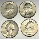 1964-D Washington Quarters 25¢ 90% Silver Coins Lot (Set of 4) Denver Mint -2690