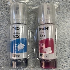 Epson 522 Ink Bottles Cyan Magenta ET-2720 ET-2800 ET-2803 EXP Year 2027
