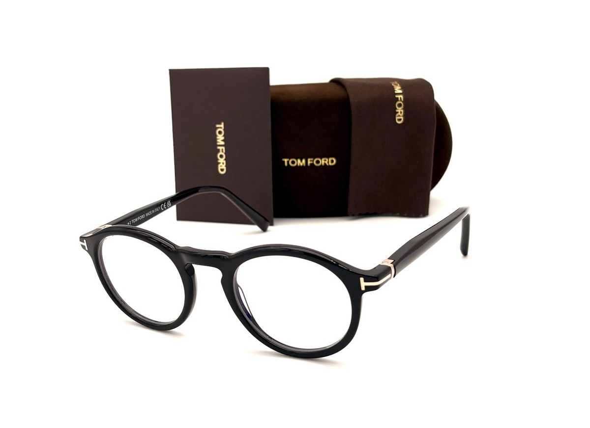 Tom Ford FT5979-B 001 Black / Blue Block Clear Lens 49mm