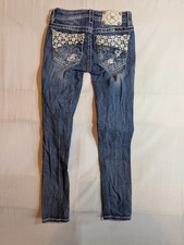 Miss Me Jean Women 24 Signature Cuffed Skinny Distressed Ripped Embellished Lace