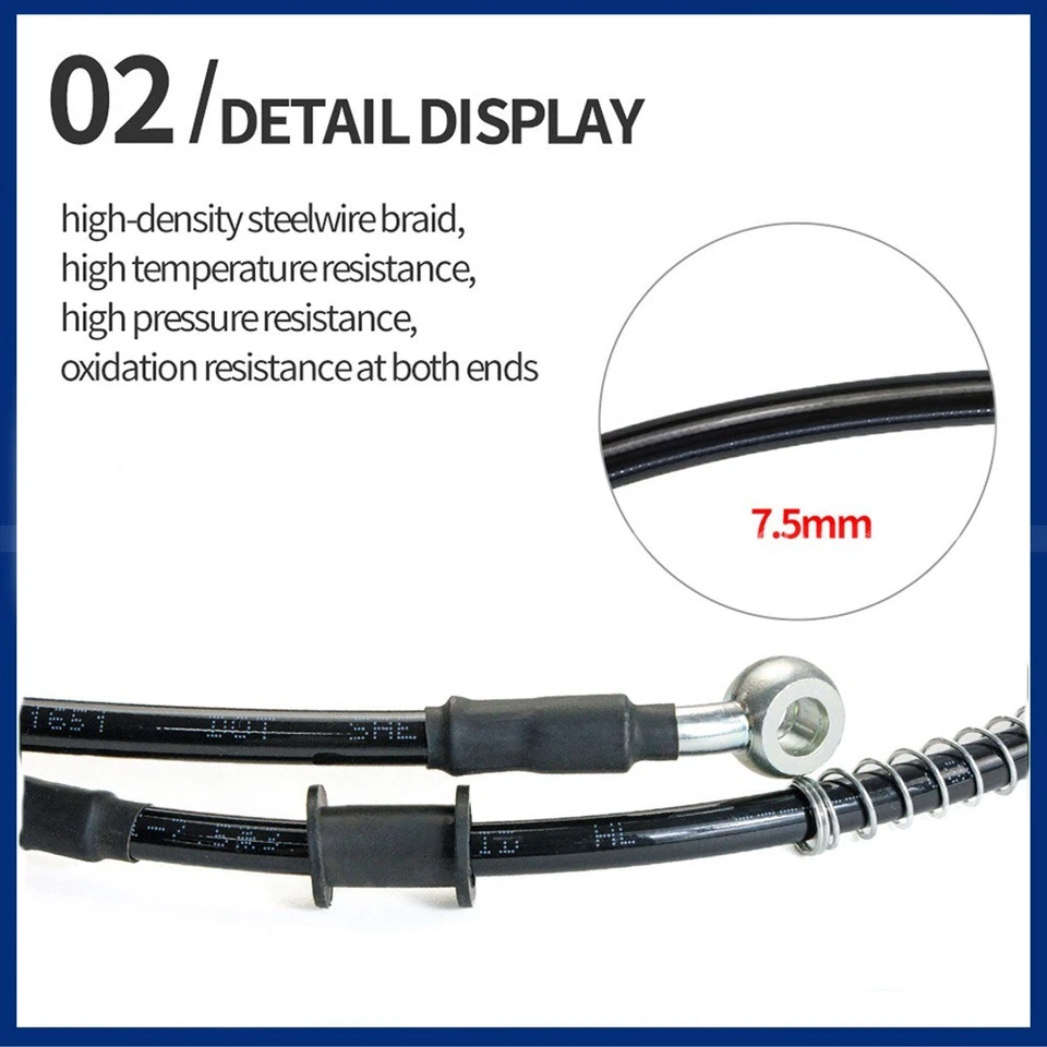 Tubo de manguera de aceite de embrague de freno de motocicleta negro 100 cm 39,37" trenzado hidráulico Foto 4 de 4