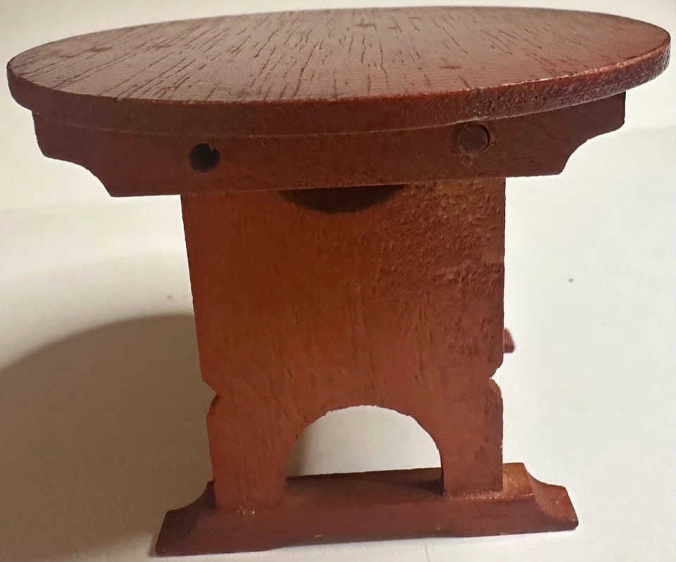 Vintage Dollhouse Living Room Set: Clock, Corner Cabinet, Flip-Top Table & Bench - Image 3 of 4