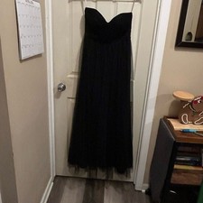 Jenny Yoo Black Strapless Evening Gown - sparkly black maxi dress - size 8