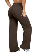 Yoga Pants Women High Waist Stretch Casual Soft Straight Leg Bottoms Darkbrown