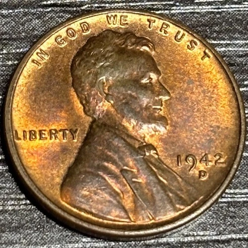 1942-D Lincoln Cent • TONED BU+ Uncirculated to AU • Denver • RARE KEY CENT