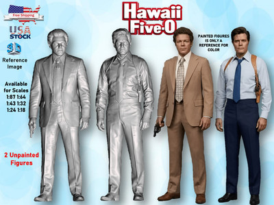 Hawaii 5.0 (2) UNPAINTED Resin Figures 1/64 1/43 1/32 1/24 1/18 1/12 Scale