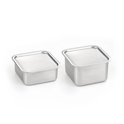 CuBE Medium 2PCS Set 1000ml 650ml Stainless Steel Food Storage Containers With