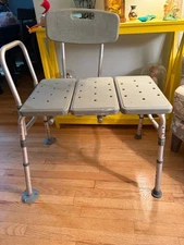 Sliding Shower Chair Tub Transfer Bench with 360° Swivel Seat adjustable legs