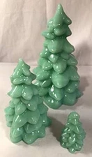 3 Piece Holiday Glass Christmas Tree Set - Jade - Mosser, USA