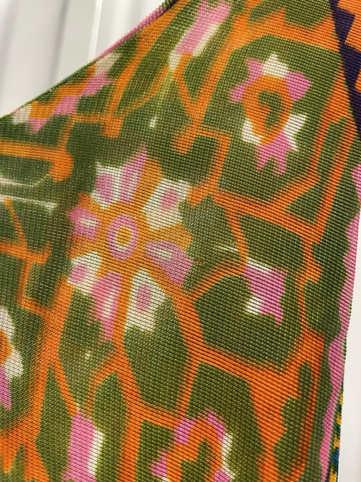 VTG 70s Psychedelic Patchwork Print Multicolor Hi… - image 7