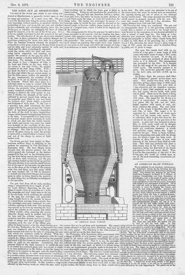 Ein amerikanischer Hochofen antiker Technikdruck 1876