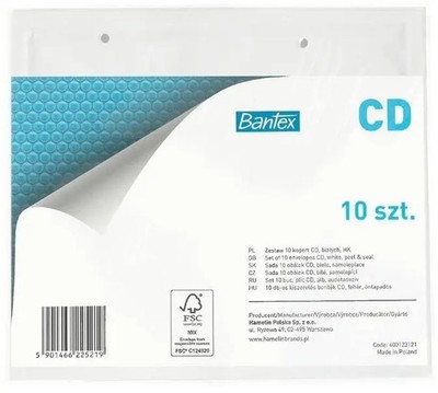 5901466225219 Koperta bąbelkowa CD 20x17,5cm 10szt BANTEX Bantex