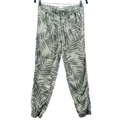 C And California Jogger Pants 2 Green Leaf Print Lyocell Elastic Waist - Image 1 of 4