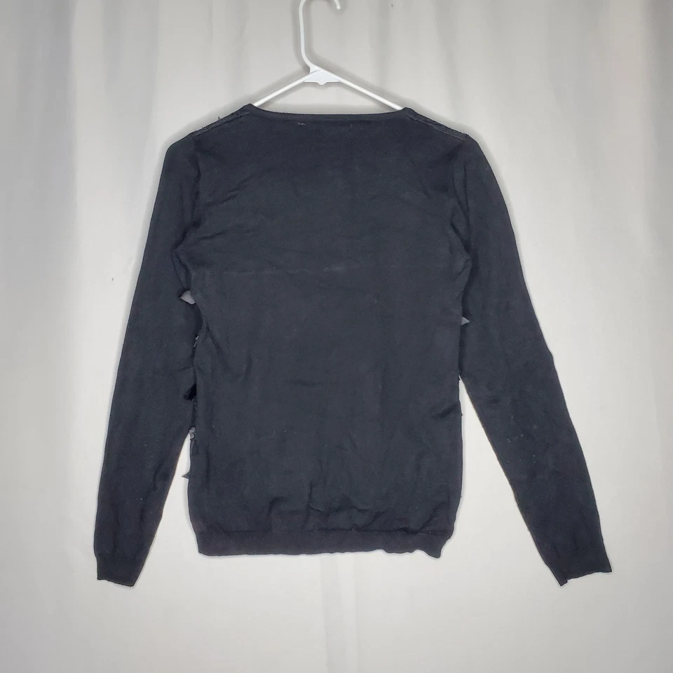 Cárdigan Dolce Cabo Mujer Pequeño Negro Encaje Cinta Lazos Cachicho Grunge Y2K Foto 2 de 4