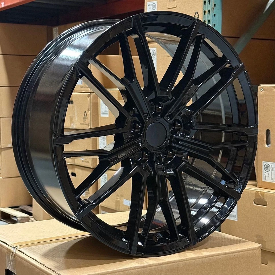 19" NEW M5 STYLE BLACK WHEELS RIMS FITS BMW 5X112 3 4 SERIES G20 G21 19X8 / 19X9 - Image 2 of 4