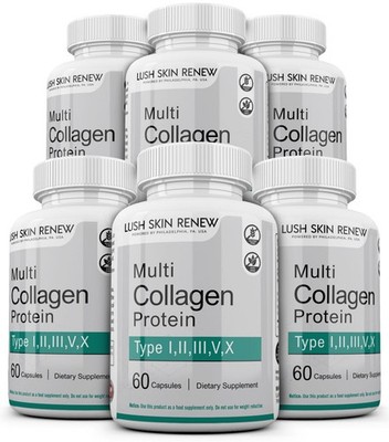 6 Premium Collagen Peptides 1500 MG Hydrolyzed Anti-Aging (Types I,II,III,V,X)