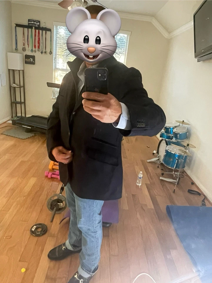 Chaqueta híbrida Kroon Ritchie para hombre mezcla lana/cachemira azul espiga talla 44R Foto 3 de 4